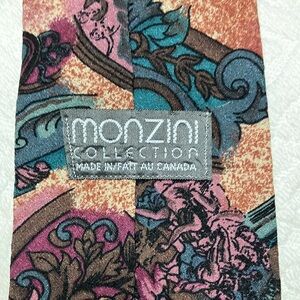 Vintage made in Canada Monzini silk tie, baroque paisley print purple/teal, long